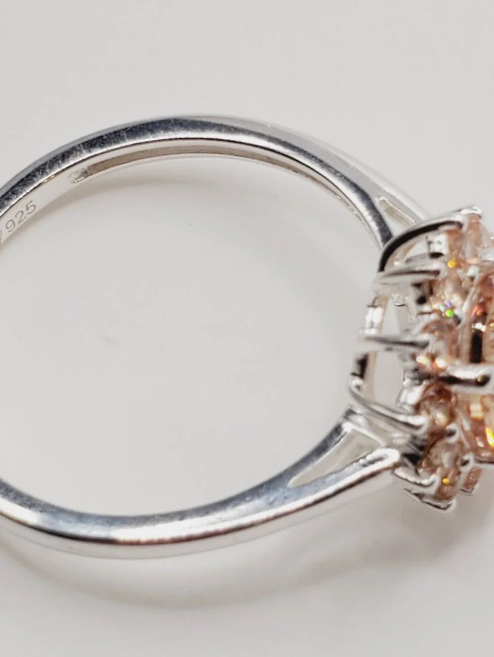 Sparkling Peach Halo Ring — Womens Jewelry